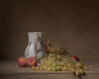 Henri Peyre & Catherine Auguste - Nature morte avec raisin blanc, pichet, et trois pommes