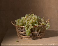 Henri Peyre & Catherine Auguste - Panier avec des raisins verts et un raisin tombé
