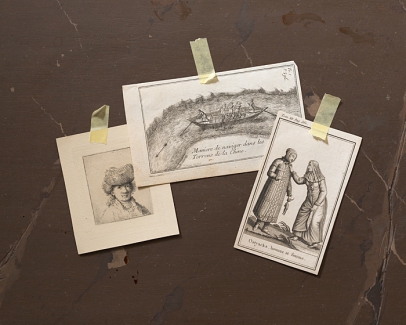 Henri Peyre & Catherine Auguste - Trompe-l‘oeil avec 3 gravures